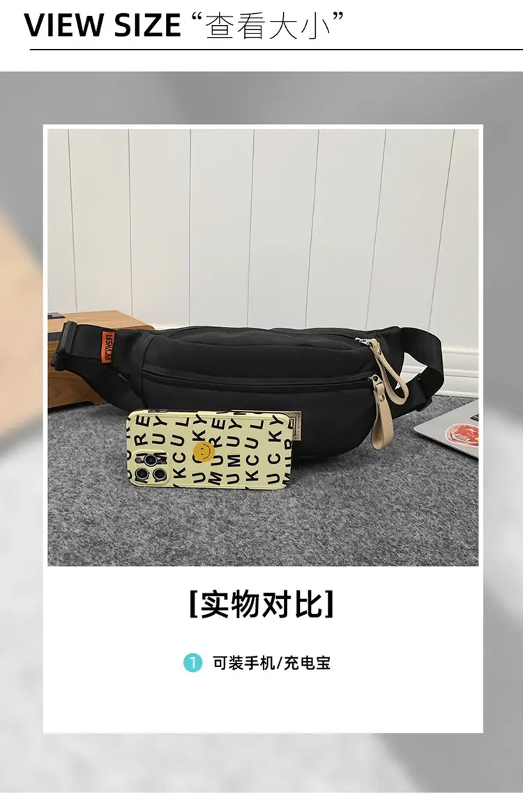 Women's Black Crossbody Shoulder Bag with Zipper Closure — feature 7
