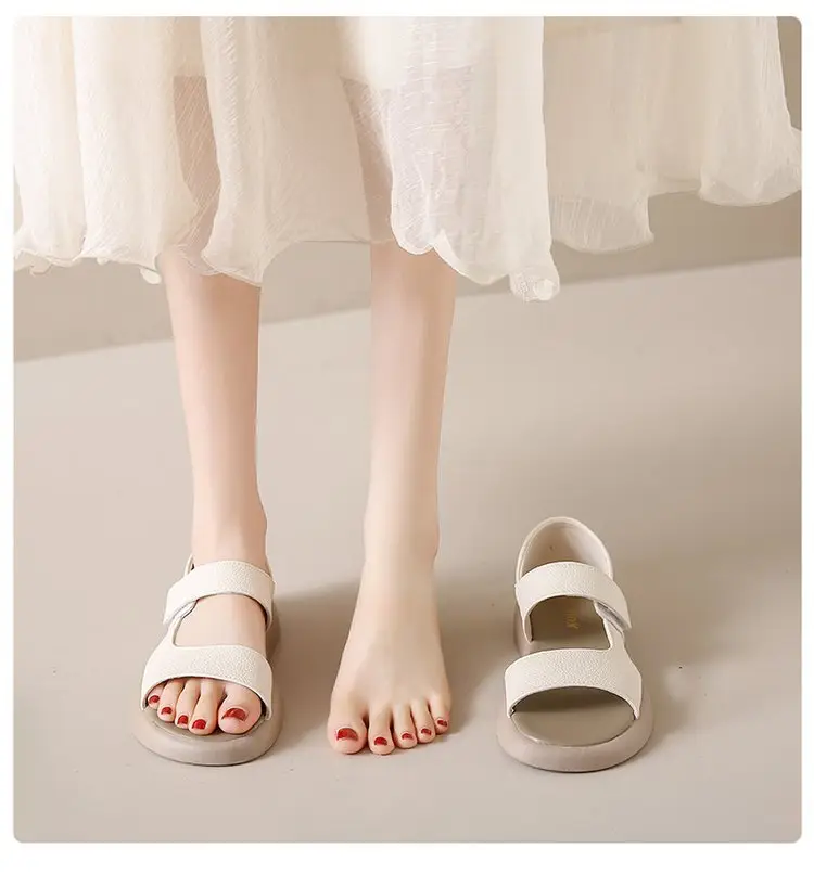 Women Beige Velcro Sandals Plus Size 2024 — feature 10