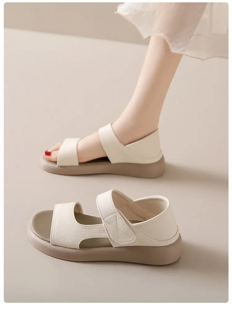 Women Beige Velcro Sandals Plus Size 2024 — feature 11