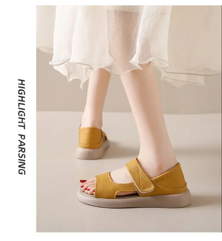 Women Beige Velcro Sandals Plus Size 2024 — feature 13