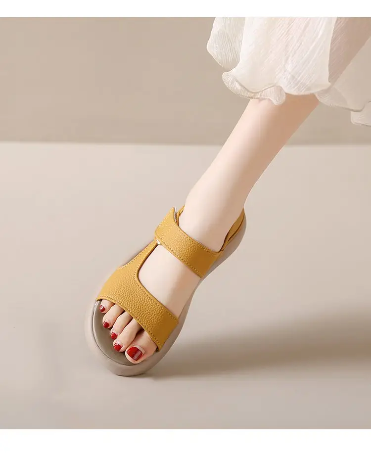 Women Beige Velcro Sandals Plus Size 2024 — feature 14