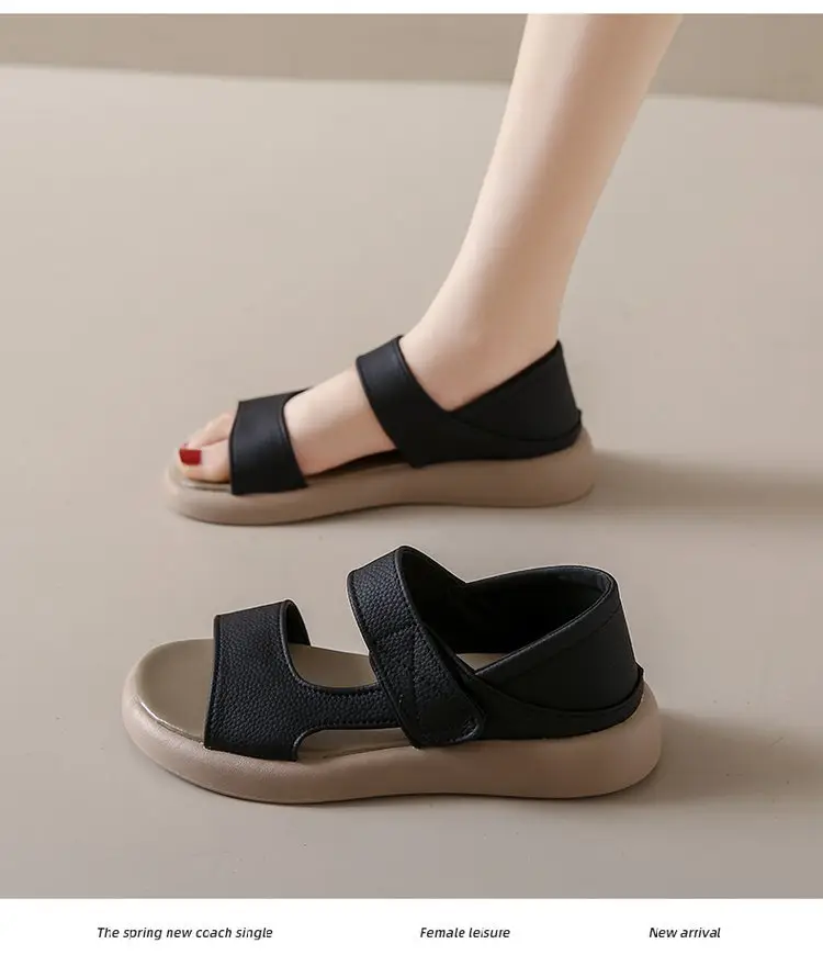 Women Beige Velcro Sandals Plus Size 2024 — feature 16