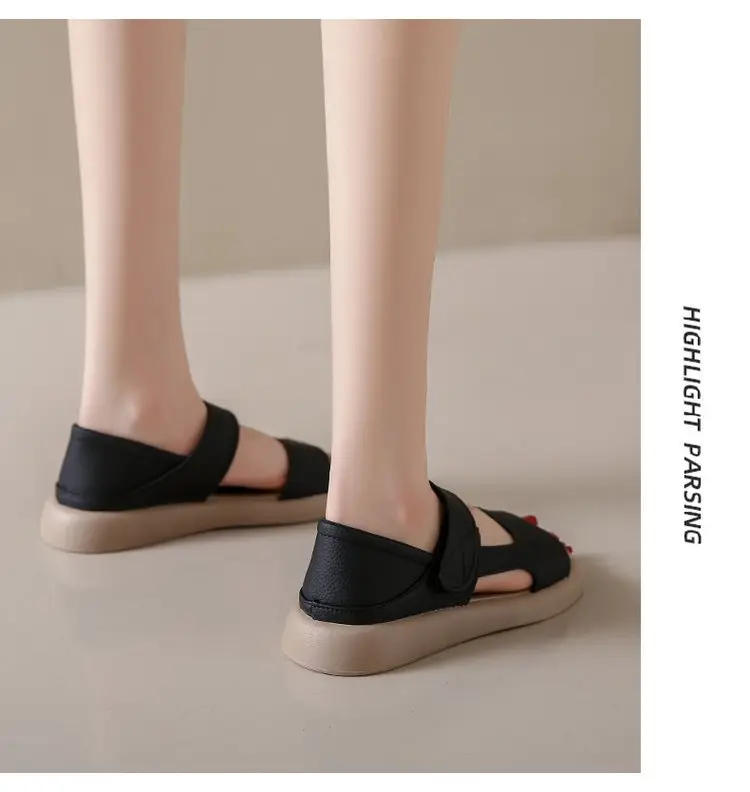 Women Beige Velcro Sandals Plus Size 2024 — feature 18