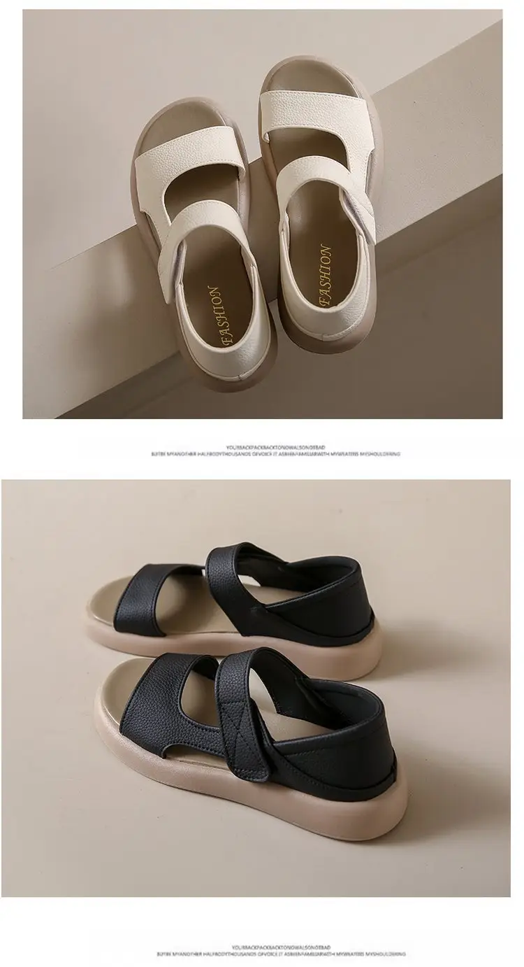 Women Beige Velcro Sandals Plus Size 2024 — feature 21
