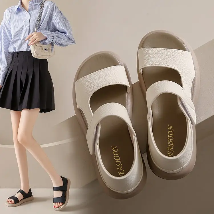 Women Beige Velcro Sandals Plus Size 2024 — feature 23