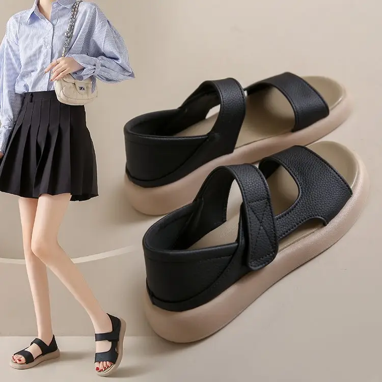 Women Beige Velcro Sandals Plus Size 2024 — feature 24
