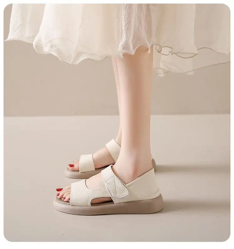 Women Beige Velcro Sandals Plus Size 2024 — feature 8