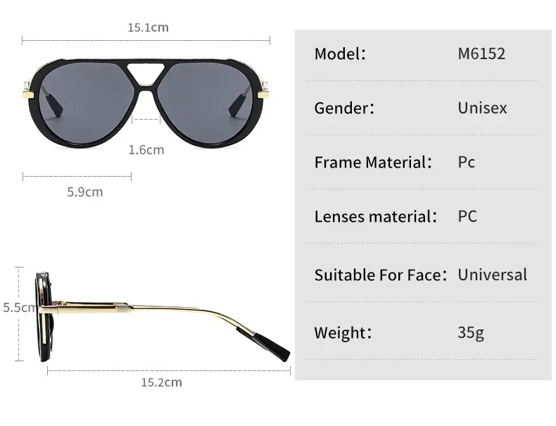 Modern White Gold Sunglasses M6152 with Gradient Shades β feature 5