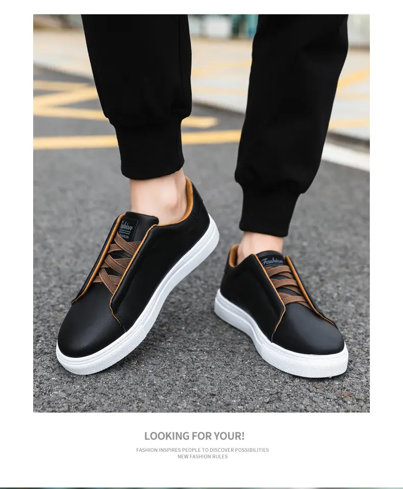 Cross border plus size wholesale men's fashion solid color low top skateboard shoes, comfortable non-slip durable sneaker outdoor live — feature 25