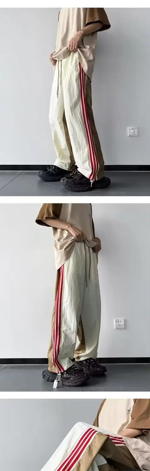 Men Summer Striped Loose Pants White Navy — feature 7