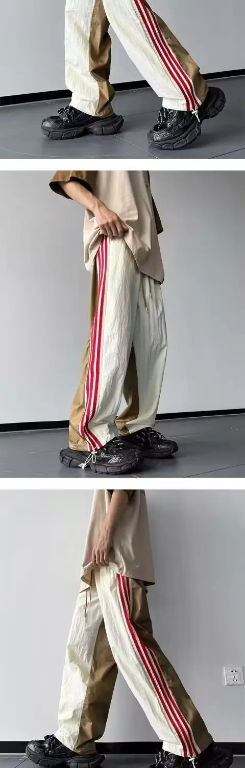 Men Summer Striped Loose Pants White Navy — feature 8