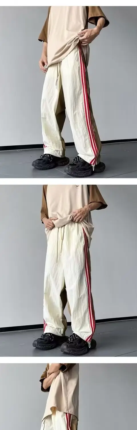 Men Summer Striped Loose Pants White Navy — feature 9