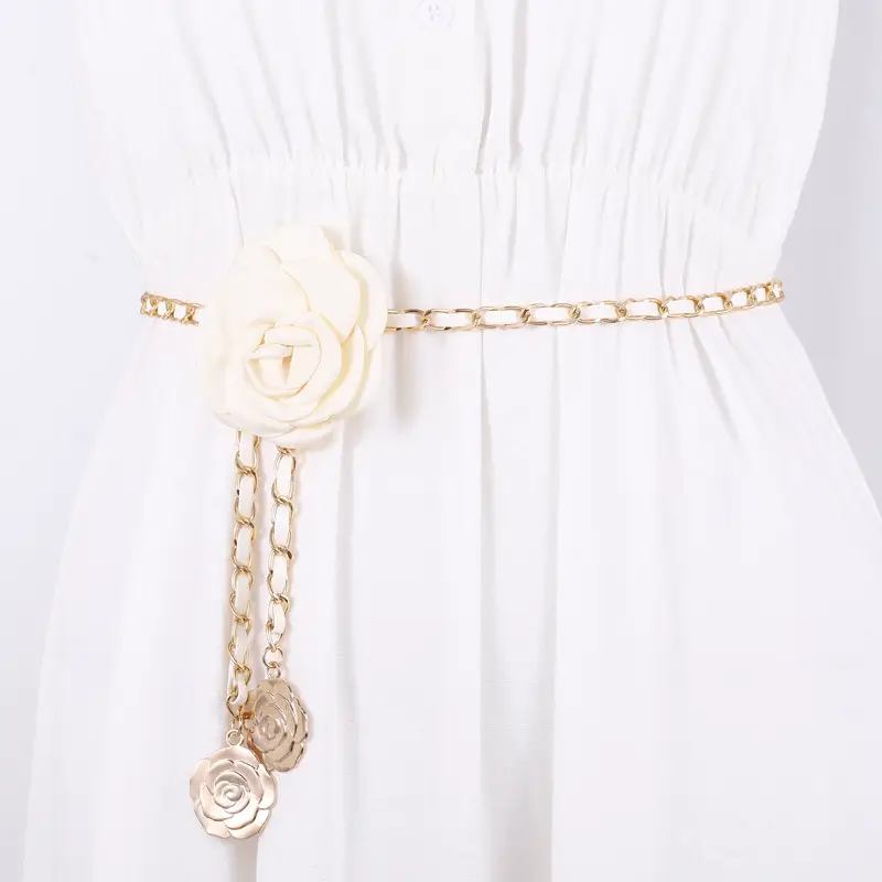 Black Rose Camellia Waist Chain for Women - Image 4