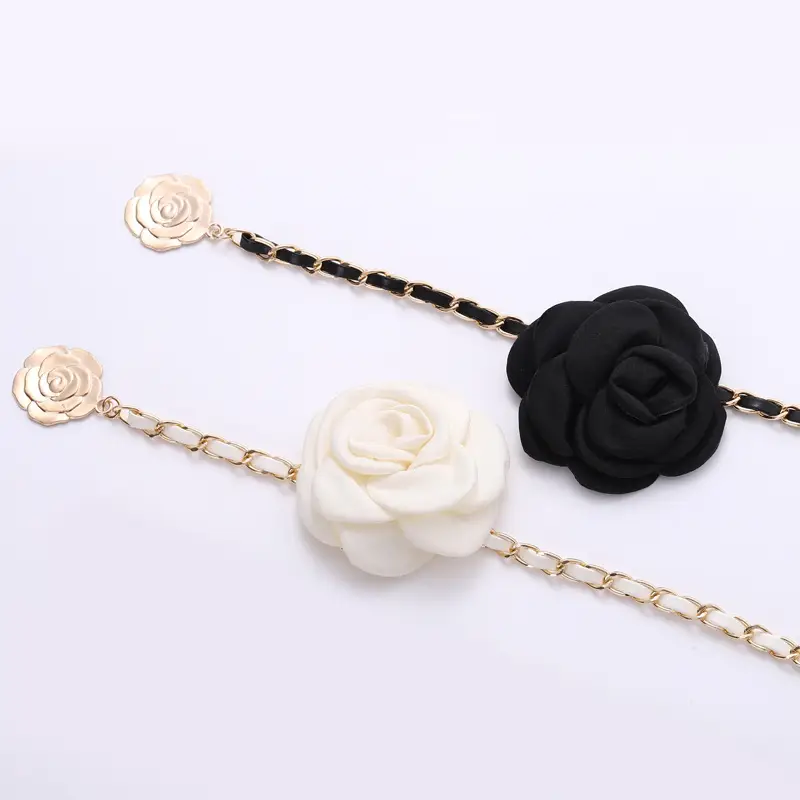 Black Rose Camellia Waist Chain for Women - Image 5