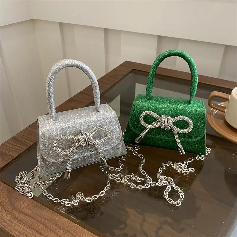Silver Glitter Bow Shoulder Bag 2024 - Image 7