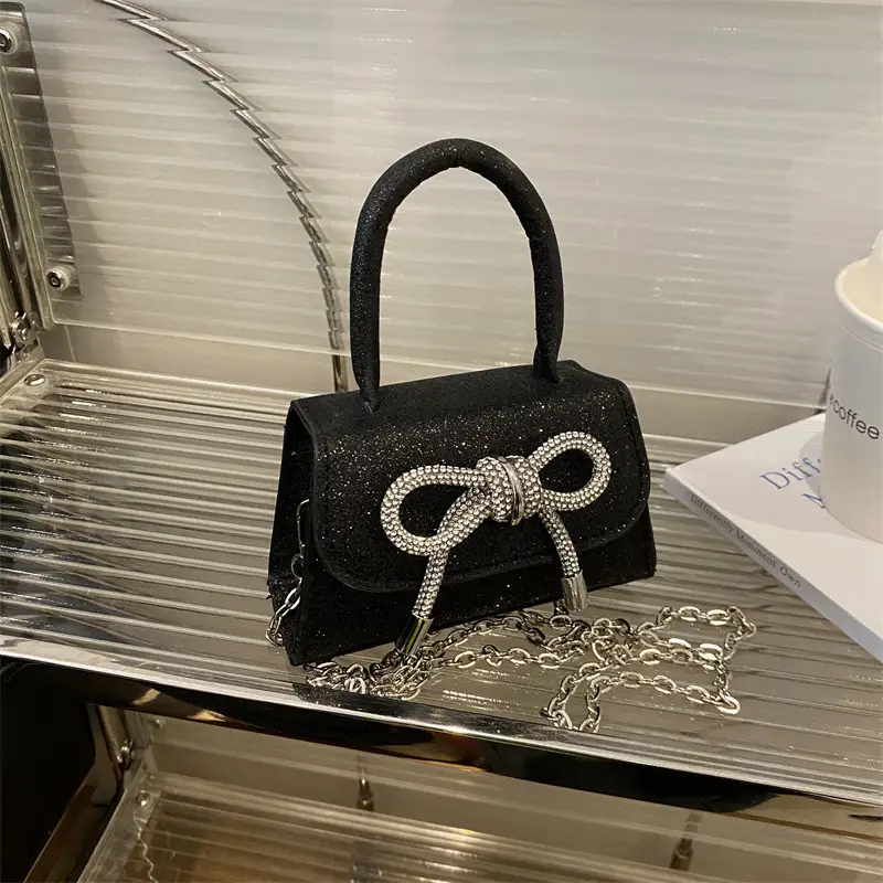 Silver Glitter Bow Shoulder Bag 2024 - Image 8