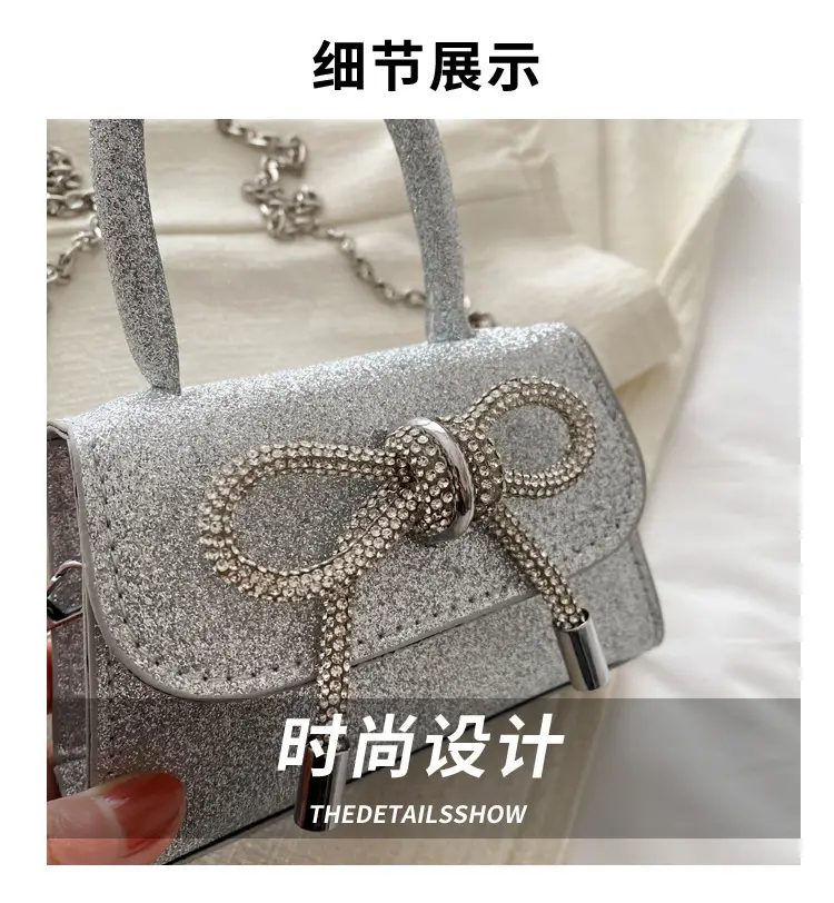 Silver Glitter Bow Shoulder Bag 2024 — feature 3