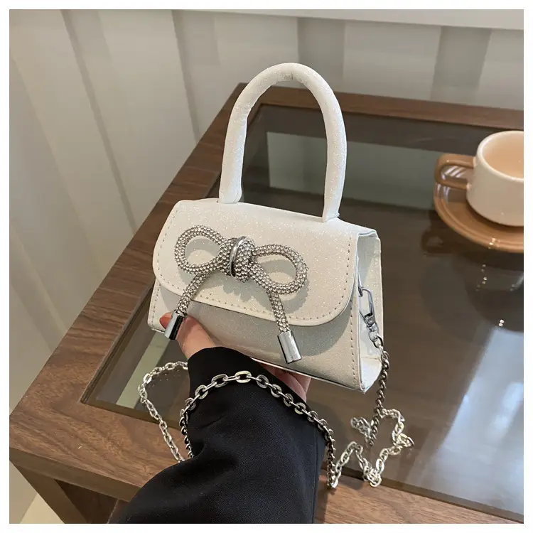 Silver Glitter Bow Shoulder Bag 2024 - Image 2