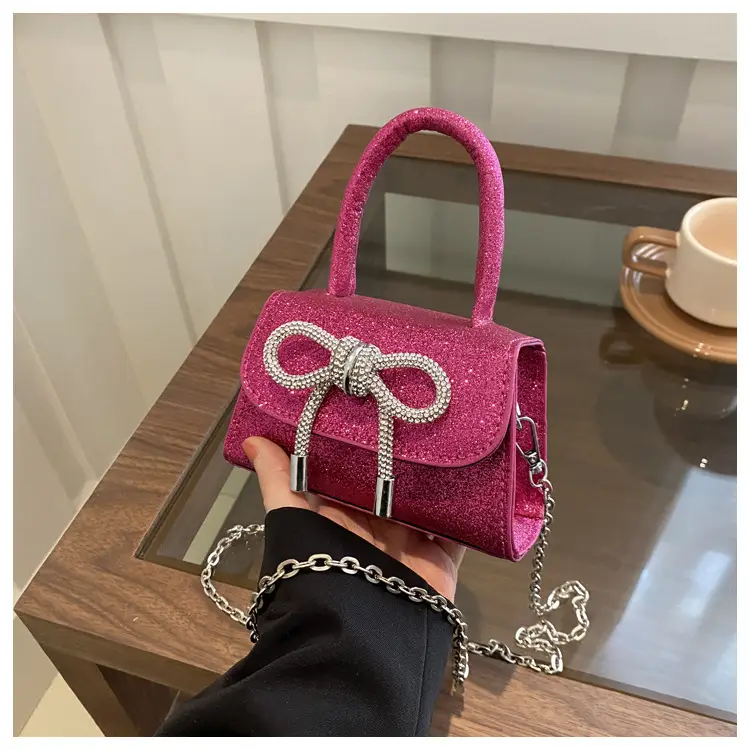 Silver Glitter Bow Shoulder Bag 2024 - Image 3