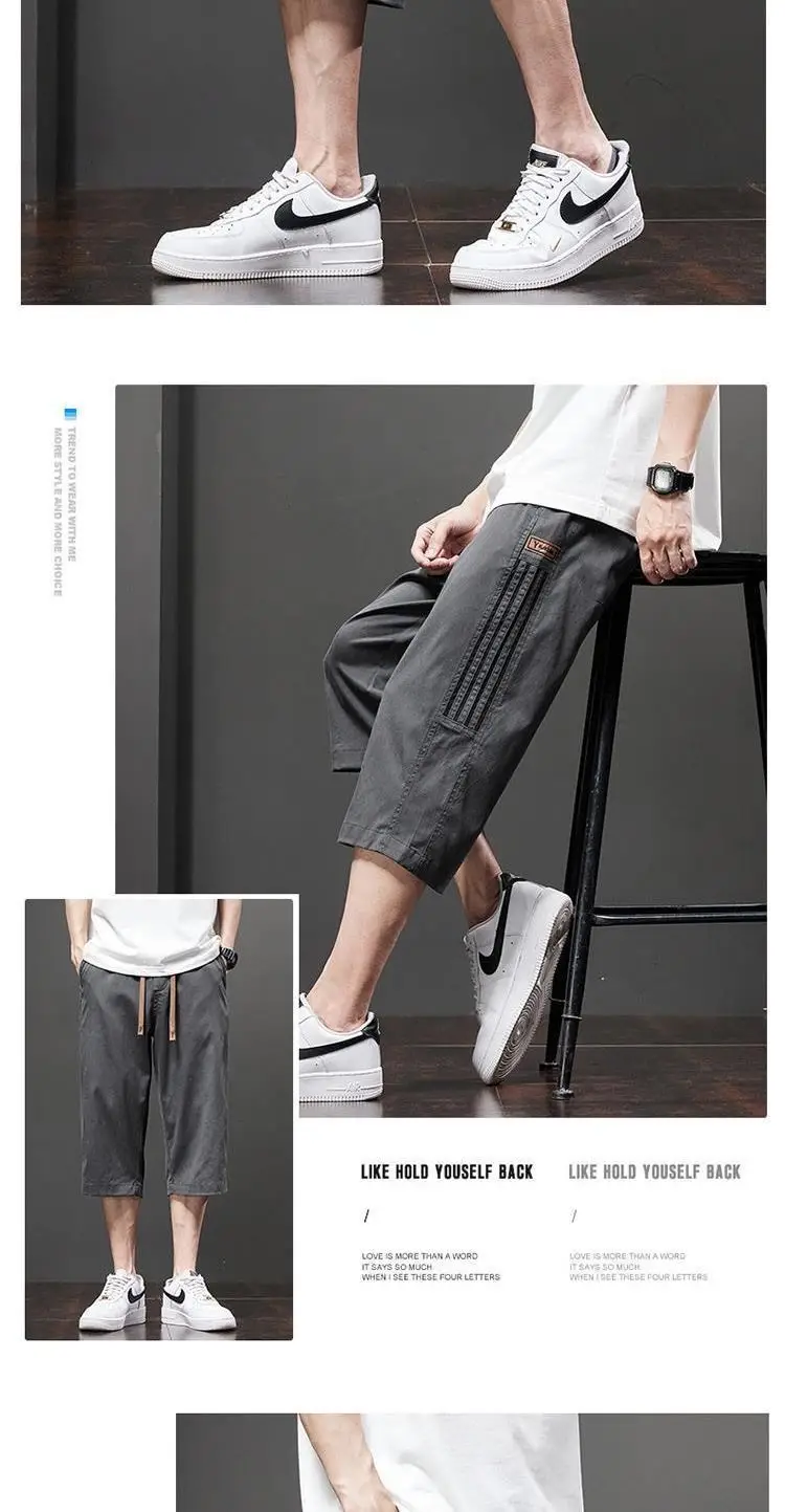 Men Ice Silk Capri Shorts Grey 2024 — feature 7