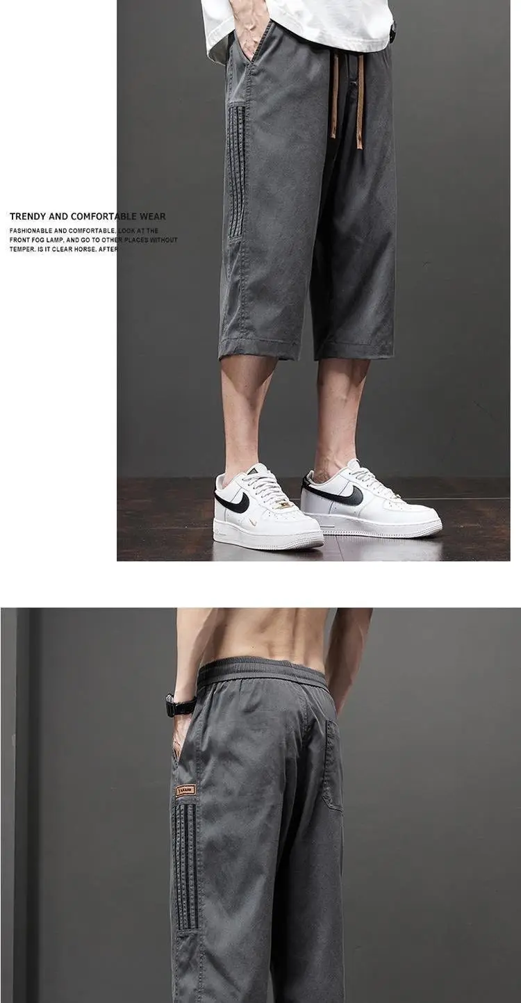 Men Ice Silk Capri Shorts Grey 2024 — feature 8