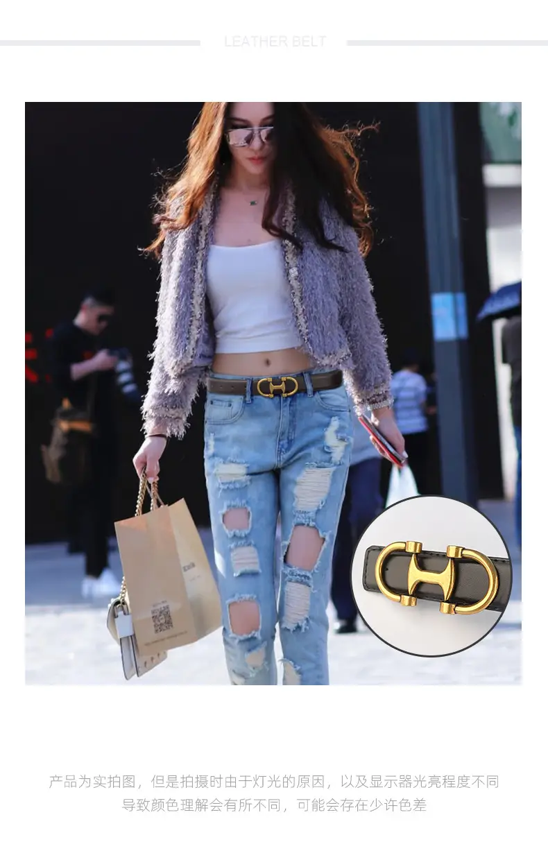 Vintage Genuine Leather Belt with Casual Pants Short Skirt Jeans Cowhide Women's Belt Women's Fashion Cross-border Hair โ feature 2