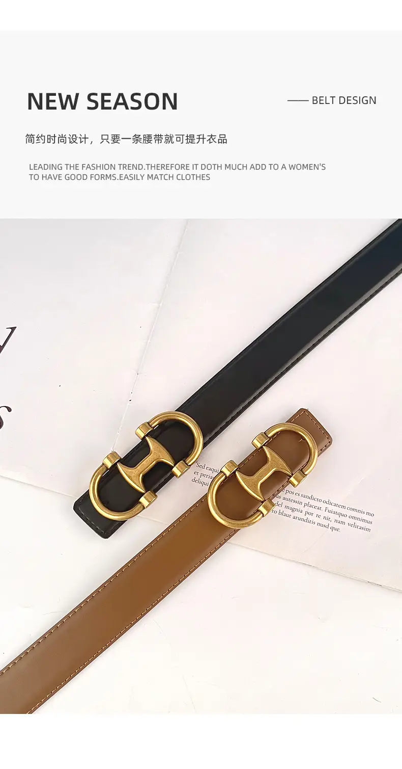 Vintage Genuine Leather Belt with Casual Pants Short Skirt Jeans Cowhide Women's Belt Women's Fashion Cross-border Hair โ feature 5