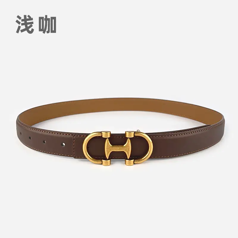 Vintage Genuine Leather Belt with Casual Pants Short Skirt Jeans Cowhide Women's Belt Women's Fashion Cross-border Hair - Image 10
