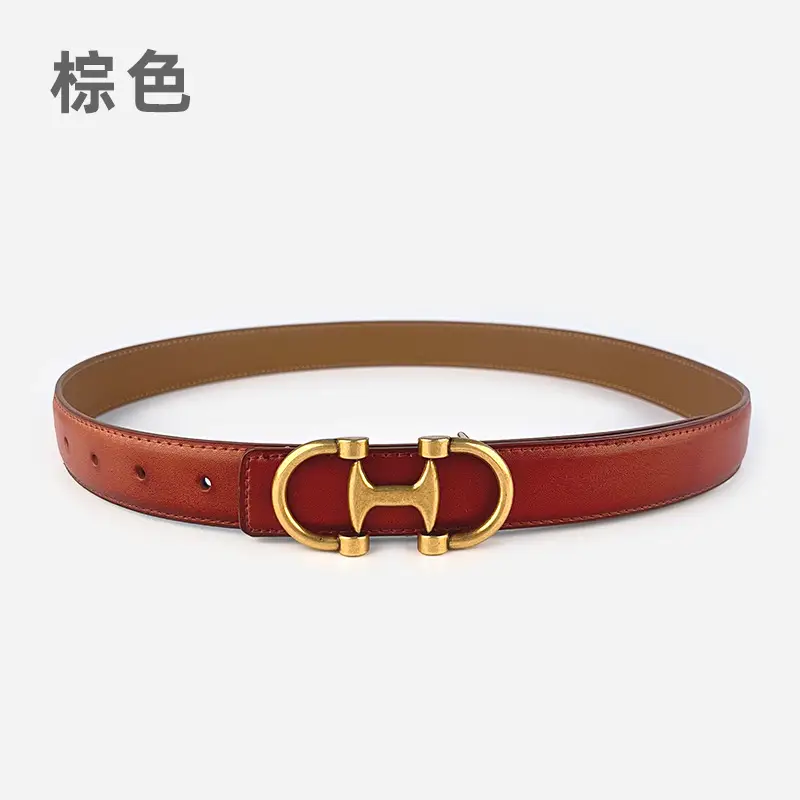 Vintage Genuine Leather Belt with Casual Pants Short Skirt Jeans Cowhide Women's Belt Women's Fashion Cross-border Hair - Image 9