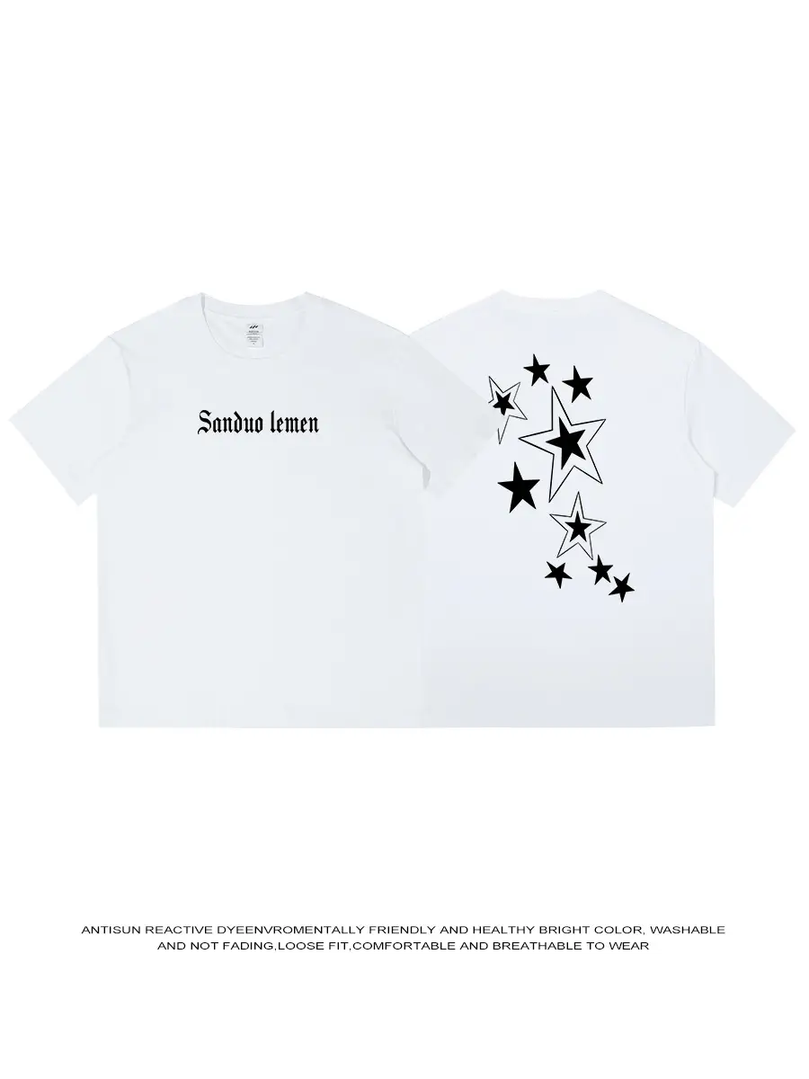 Men's Green Star Print T-Shirt Short Sleeve Cotton - Image 10