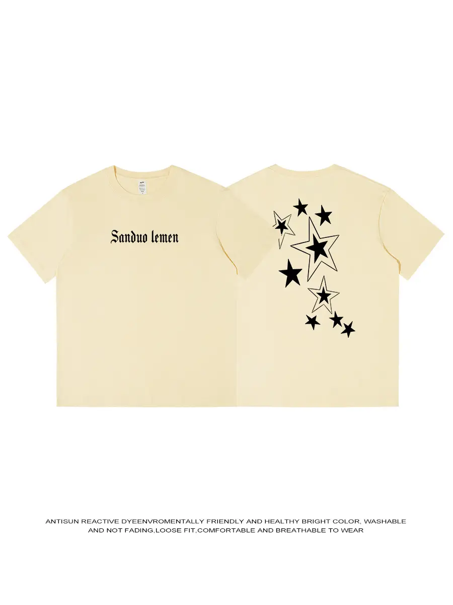 Men's Green Star Print T-Shirt Short Sleeve Cotton - Image 11