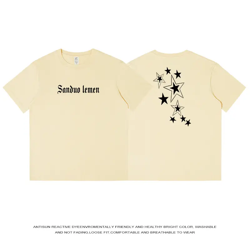 Men's Green Star Print T-Shirt Short Sleeve Cotton - Image 6
