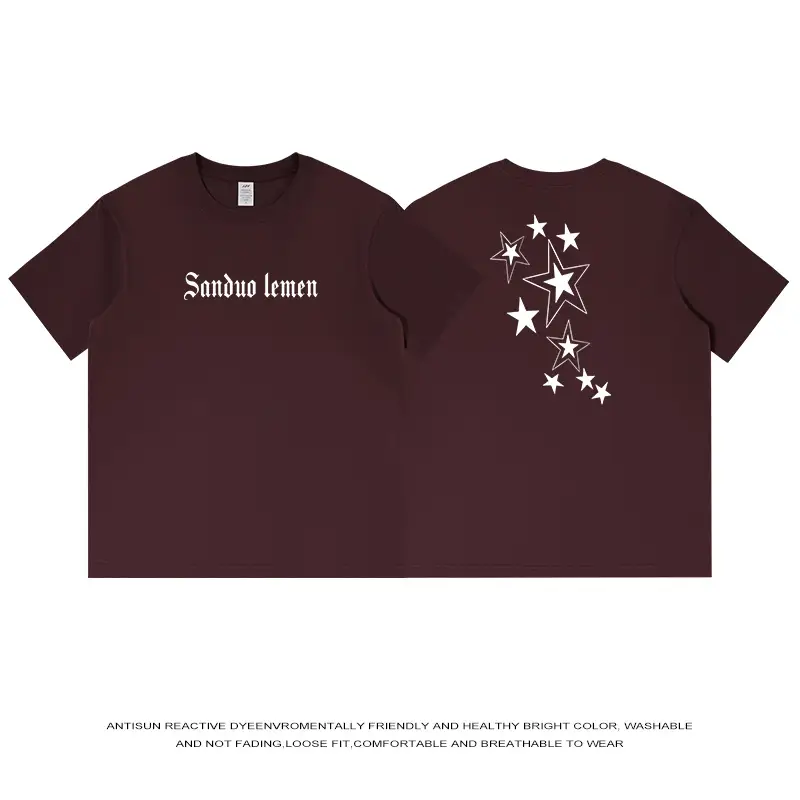 Men's Green Star Print T-Shirt Short Sleeve Cotton - Image 7