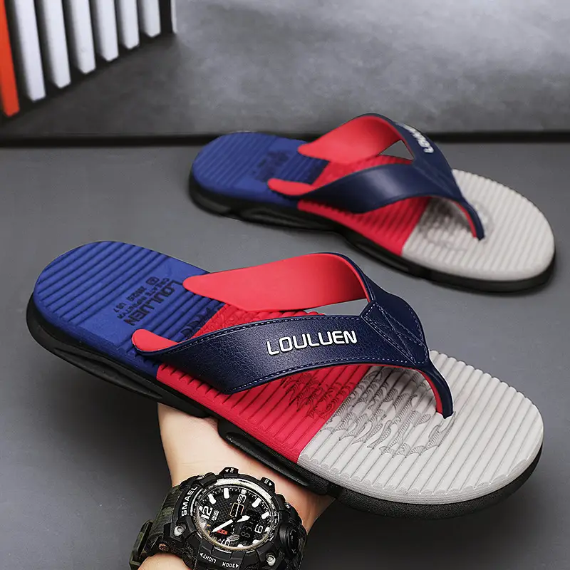 2024 Men's Anti-Slip Red Blue Flip Flops - Image 2