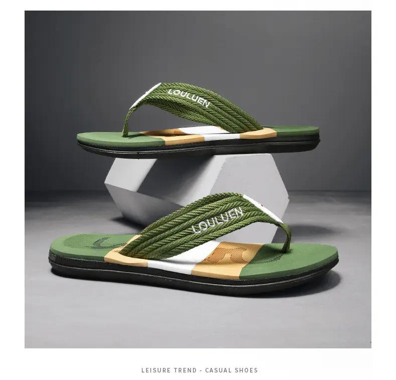 2024 Green Printed Beach Flip-flops for Men — feature 16