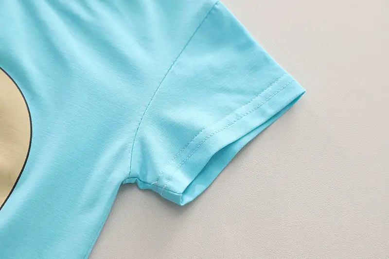 Children's 2Pc Blue Cartoon T-Shirt Shorts Set Summer Casual — feature 12