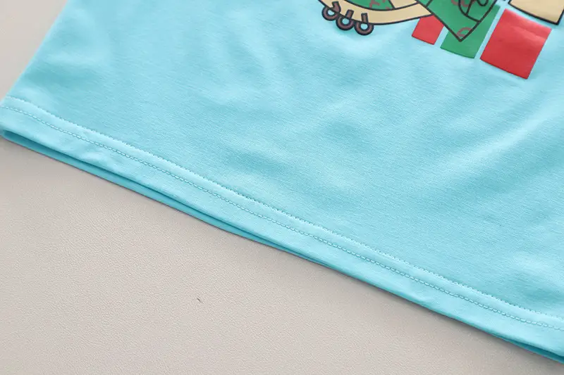Children's 2Pc Blue Cartoon T-Shirt Shorts Set Summer Casual — feature 14