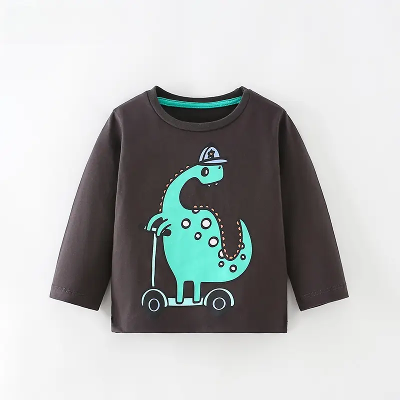 Malwee Boys Dinosaur Long Sleeve T-Shirt Brown - Image 2