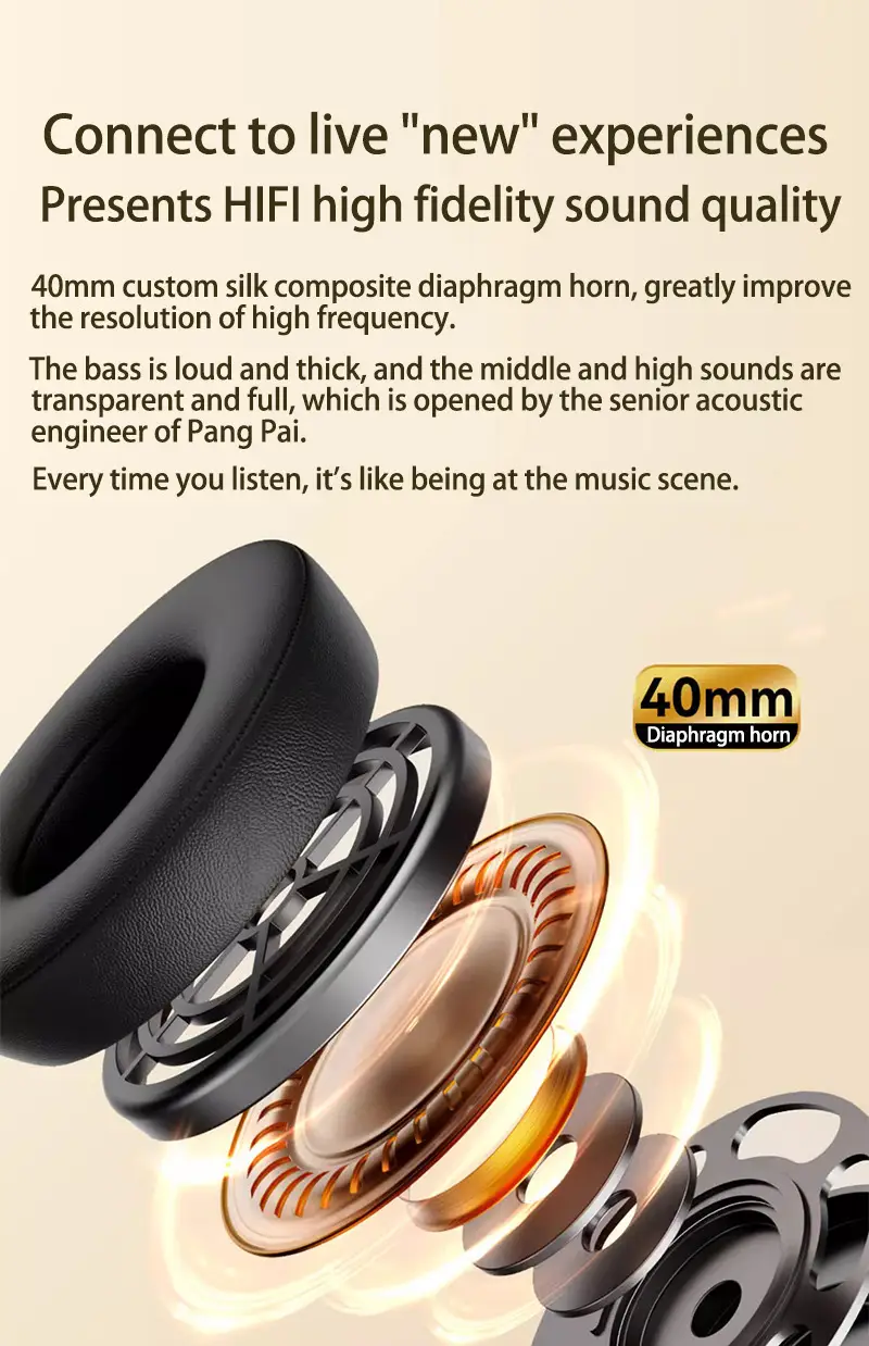 Wireless Over-Ear Bluetooth Headphones with Card Slot & 5.4 Design — feature 5