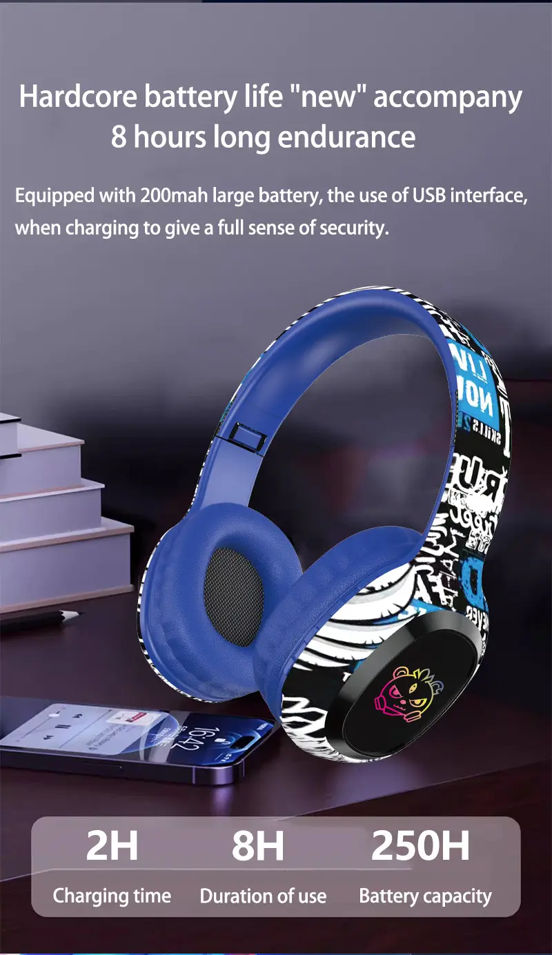 Wireless Over-Ear Bluetooth Headphones with Card Slot & 5.4 Design — feature 6