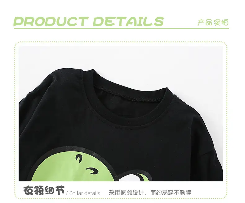Mawlee Boys T-Shirt Black Round Collar Long Sleeve — feature 7