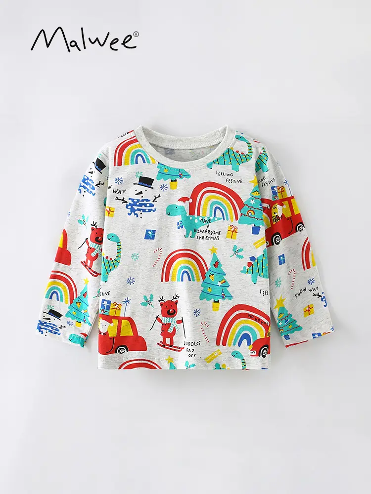 Malwee Boys Printed Western T-Shirt with Rainbows - Image 2