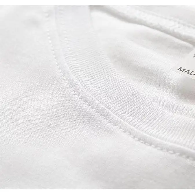 200g cotton small shoulder short sleeve T-shirt men and women with half sleeve solid color black white men's crew neck base generation — feature 13