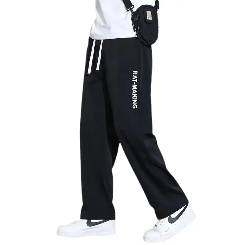 Men Ice Silk Loose Cropped Pants Grey - Image 26