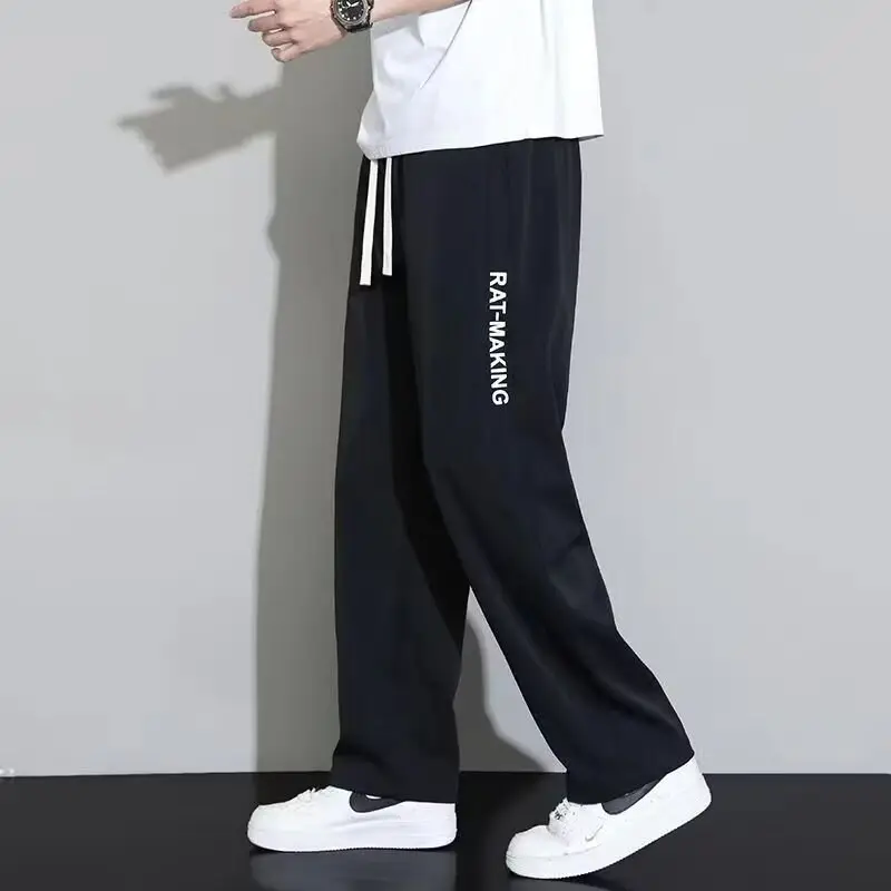 Men Ice Silk Loose Cropped Pants Grey — feature 2