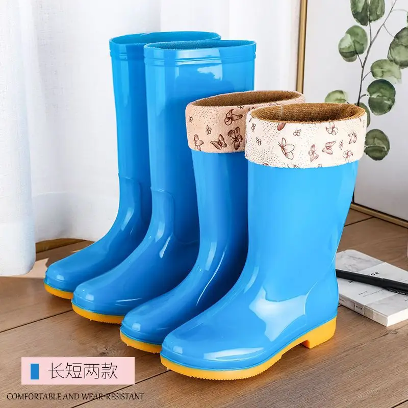 New jelly non-slip waterproof shoes high soft bottom comfortable rain boots adult work treading water rain boots women's summer beef bottom