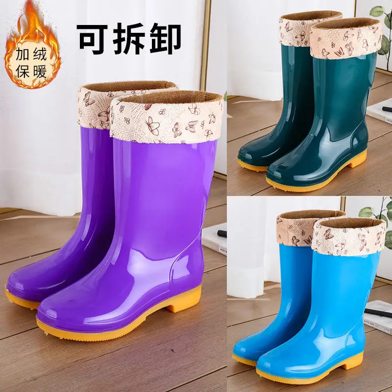 New jelly non-slip waterproof shoes high soft bottom comfortable rain boots adult work treading water rain boots women's summer beef bottom