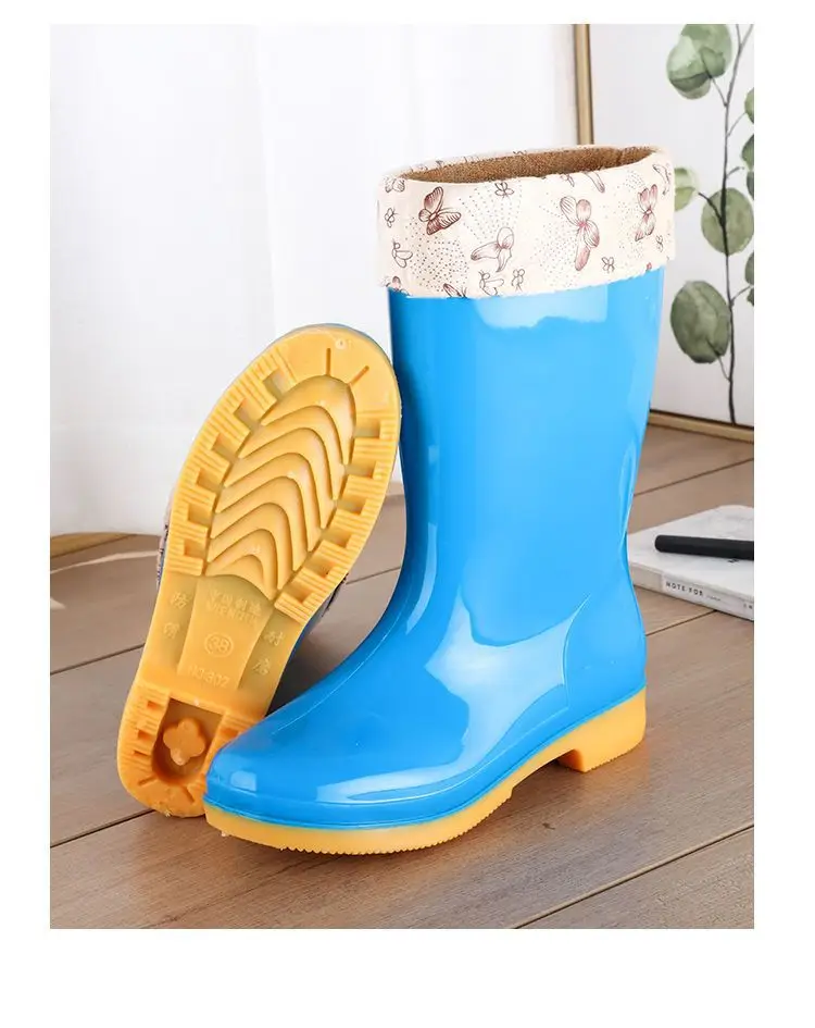 New jelly non-slip waterproof shoes high soft bottom comfortable rain boots adult work treading water rain boots women's summer beef bottom — feature 15