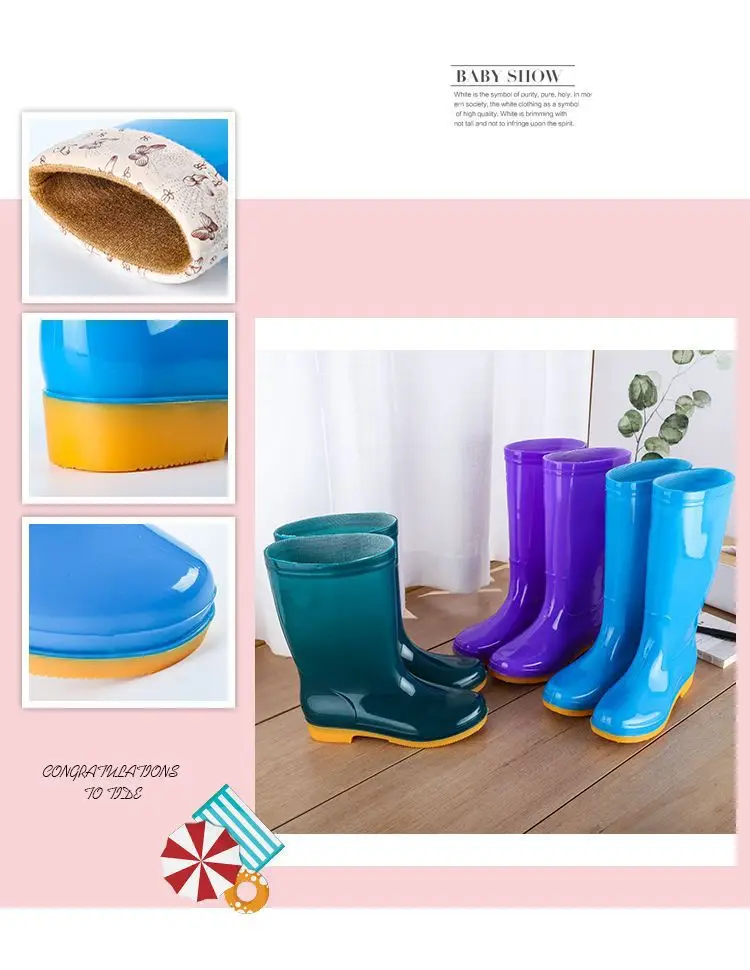 New jelly non-slip waterproof shoes high soft bottom comfortable rain boots adult work treading water rain boots women's summer beef bottom — feature 16