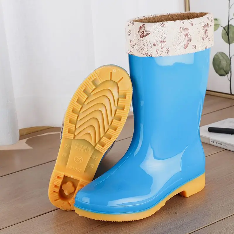 New jelly non-slip waterproof shoes high soft bottom comfortable rain boots adult work treading water rain boots women's summer beef bottom — feature 2
